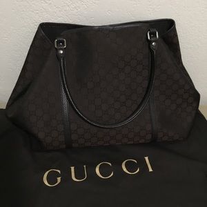 100% Authentic GUCCI Tote Chocolate Brown Monogram